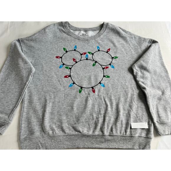 Disney Mickey Mouse holiday lights gray pullover sweater size Medium - Picture 4 of 7